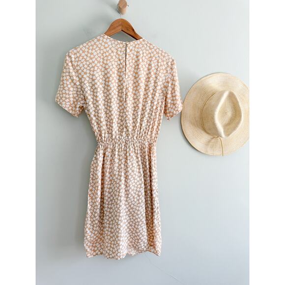 & Other Stories | Tan and White Knot Detail Faux Wrap Mini Dress | Sz 4 - Picture 8 of 12